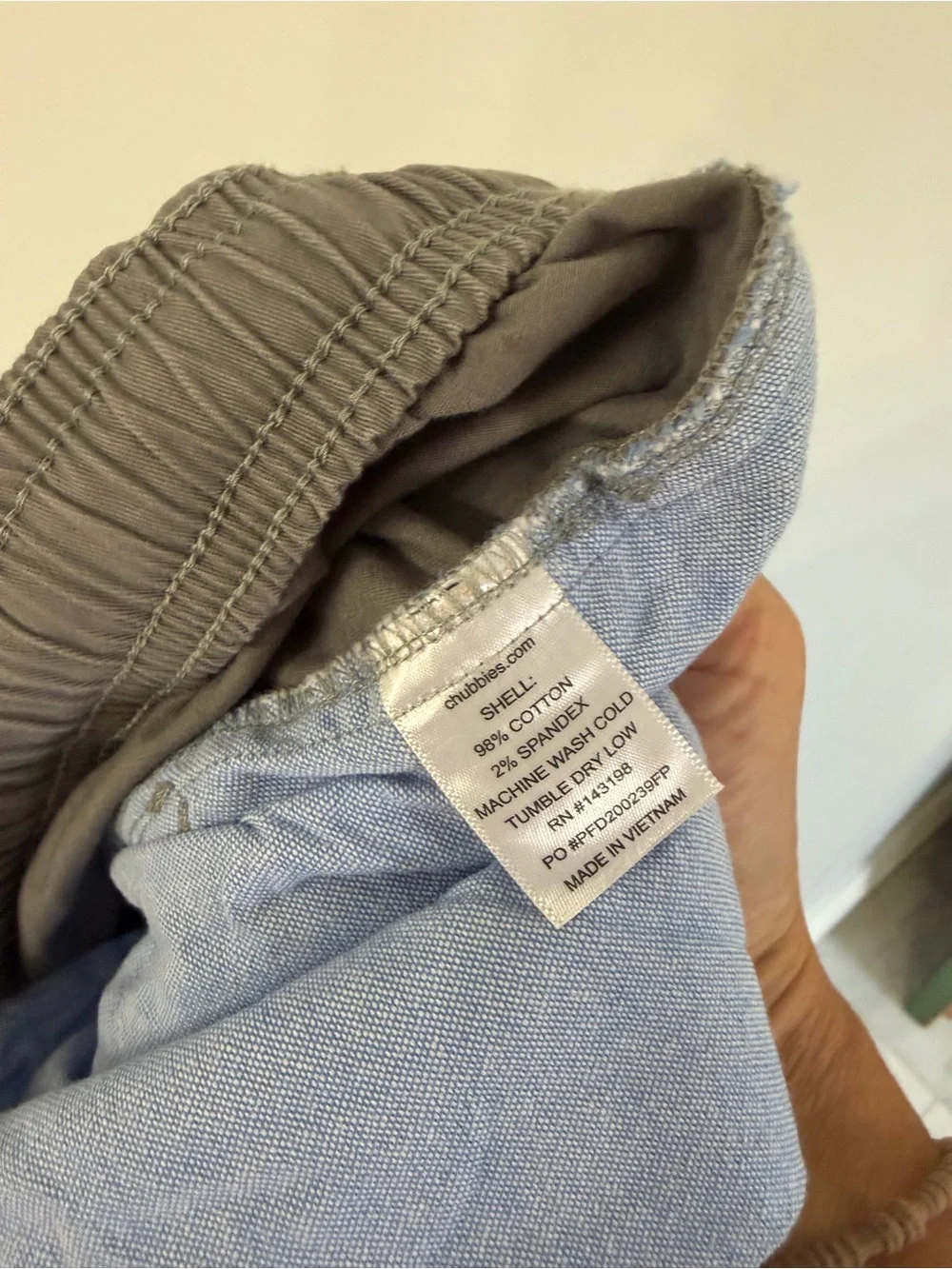 Chubbies Mens XL Gray flat front cotton twill elastic waist drawstring 7” shorts - Picture 8 of 8